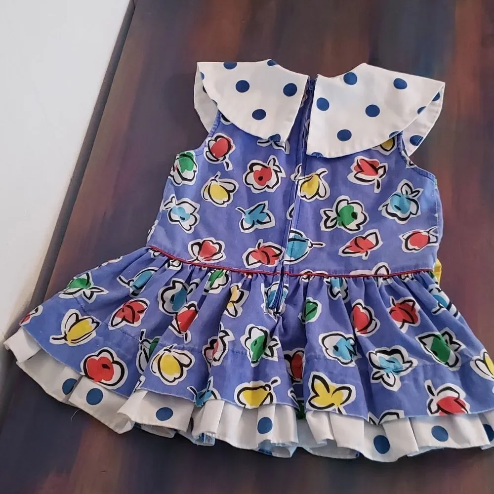 Vintage Child's Floral and Polka Dot Design Dress Sz 3?